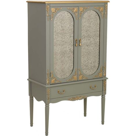 Armario de madera verde de 1 cajón y 2 puertas 80x42x140h cm