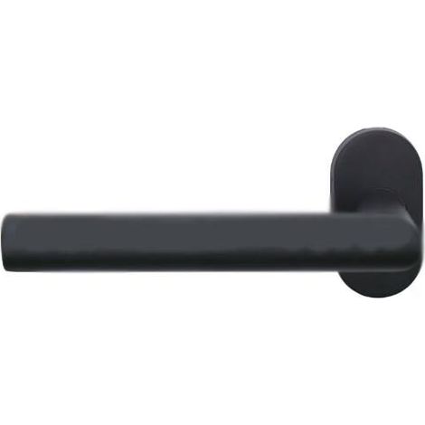 Poignée de porte à angle droit avec cache ovale noir mat en acier inoxydable 304, serrure à profil étroit, paire de poignées de porte (1/5)