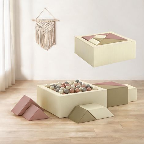 Modules de motricité bébé 9 pièces mousse velours avec tapis (1/5)