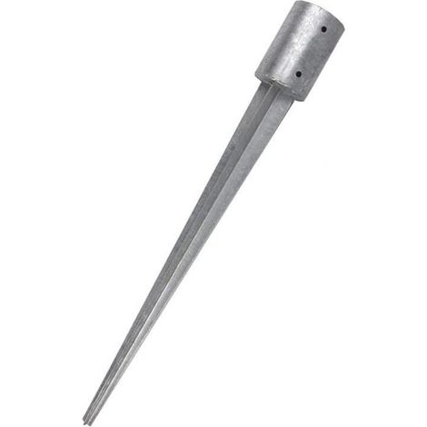 Suinga – Piquet d'ancrage circulaire métallique 10 cm – Longueur 90 cm – Pour poteaux en bois – Résistant aux intempéries – Fixation sur tous types de sols