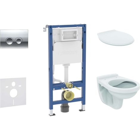 Geberit Duofix - Set per installazione pre- parete, vaso Alpha e sedile, pulsante Delta21, cromo lucido SANI11CD1141