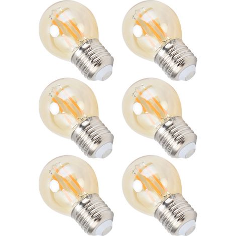 Lot de 6 ampoules LED vintage en verre doré, dimmables, culot G45 E27, 4 W, filament, lumière chaude 360 lm (1/5)
