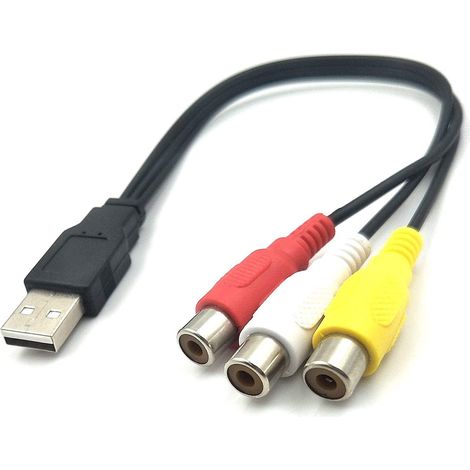 Câble répartiteur RCA mâle vers 3 femelles - 0,3 m - Adaptateur audio/vidéo AV pour TV/PC (1/5)