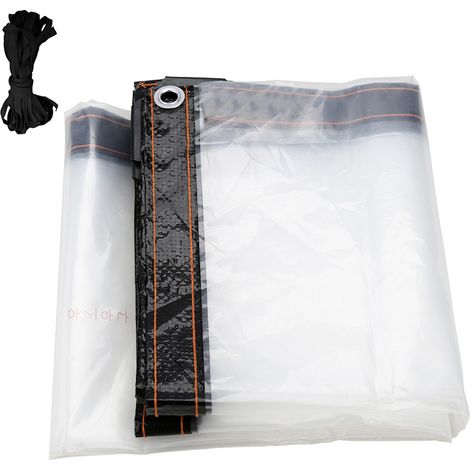 Randaco Telo trasparente impermeabile con occhielli per giardino, 2 × 1 m