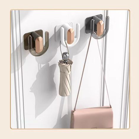 Porte-chaussons de luxe pour salle de bain, en plastique, fixation murale, sans perçage, crochets de rangement, couleur marron (1/5)