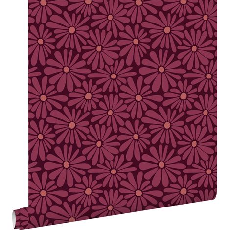 papier peint marguerites violet foncé - ESTAhome (1/4)