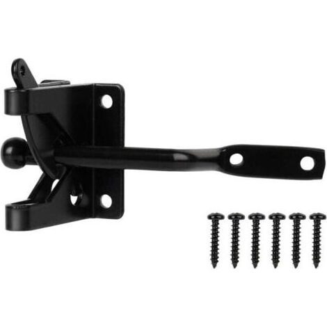 Serrure de porte, pêne autobloquant, pour clôtures en bois, jardins, abris de jardin, noir (116 mm) (1/4)