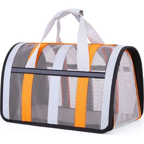 1 Sac de Transport Pliable, Nylon Respirant, Maille Renforcée, Fenêtre Zip, Chien Chat Voyage
