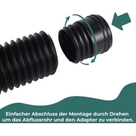 Flexible Dachrinnenverlängerung, rundes Verlängerungsset für 80/100 mm Fallrohre, Regenschlauch-Verlängerungsset, Fallrohrverlängerung von 47 bis 150 cm (Schwarz, 1 Stück) (1/4)