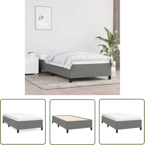The Living Store Cadre de lit sans matelas gris foncé 80x200 cm tissu - Cadre De Lit - Lit Double - Literie - Meuble Chambre - Meubles De Chambre (1/5)