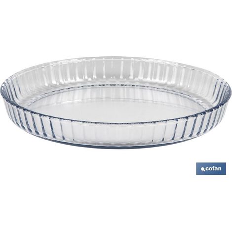 Teglia rotonda di vetro borosilicato Modello Baritina  Capacità: 1600 ml  Dimensioni: 27,7 x 3,5 cm  Peso: 900 g (1/3)