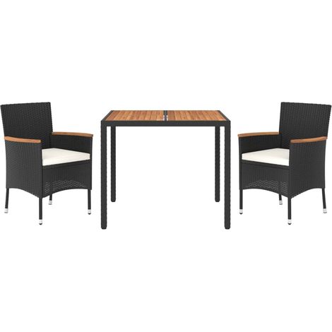 Ensemble à manger de jardin avec coussins 3 pcs Noir vidaXL (1/5)