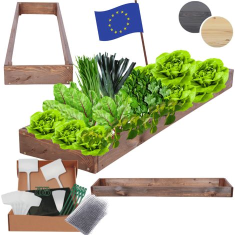 MODO24 ZP09 Carré potager surélevé en escalier modulable, bois de pin, herbes/légumes, jardin/terrasse/balcon, 9x30x100 cm, marron