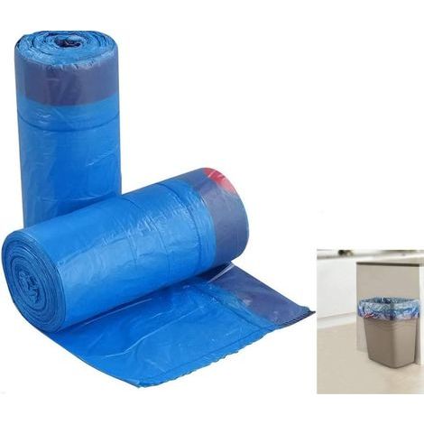 100 - Sac Poubelle - Sac Ordures - Fermeture Automatique - Étanche et Résistant - Cuisine Bureau Chambre Salle De Bain Jardin - Bleu - 50x60cm (1/5)