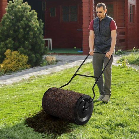 27 Inch Compost Spreader with Upgrade U-shaped Handle-Black (1/5)