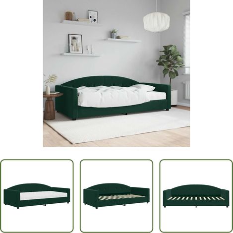 Schlafsofa -  Tagesbett mit Matratze Dunkelgrün 100x200 cm Samt (1/5)