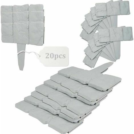 20 Stück graue Rasenkanten, 5 Meter Palisadenzaun, Steinoptik, Rasenbegrenzung für Gartenrasen (1/5)