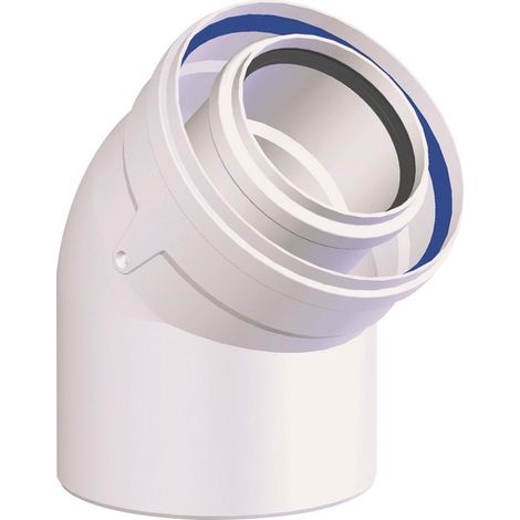 Coude concentrique polypropylène 45 degrés TEN - Diamètre 60/100 - Vendu par 2 (1/3)