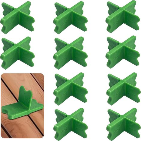 10 Pièces Espaceurs pour Lames de Terrasse, 4 Épaisseurs (0.16, 0.32, 0.48, 0.64 cm), Outil de Cales en Plastique ABS pour Decking Composite, Vert (1/5)
