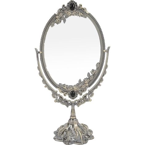 Miroir de Maquillage de Table Double Miroir de Maquillage Rotatif en Alliage de Zinc Gothique Outil de Dressing de Beauté Cadeau d'anniversaire(Small) (1/5)
