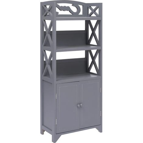 vidaXL Armoire de salle de bain Gris 46x24x116 cm Bois de Paulownia (1/5)