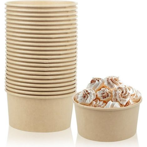 Bol en papier kraft jetable 35oz x50, compostable biodégradable, étanche, micro-ondable, idéal soupe/salade/pâtes, aliments chauds/froids (1/5)