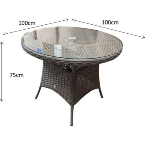 Signature Weave Florence Wicker 4 Seater Round Dining Table Brown 100cm