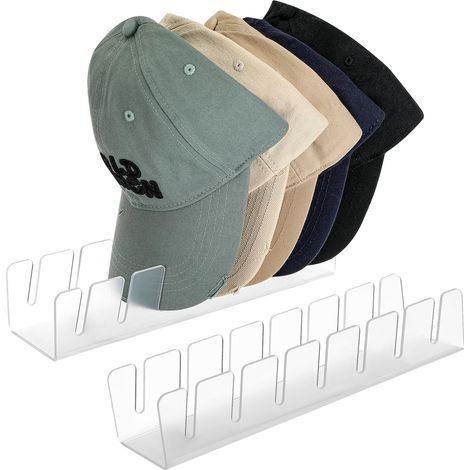 2 PièCes Porte Casquette Range Casquette Aucune Installation Requise Peut Contenir 14 Casquettes De Baseball Rangement Casquette Acrylique Support Casquette (1/5)