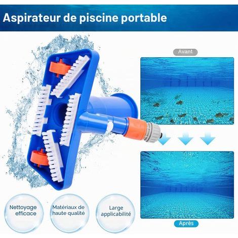 143cm Nettoyeur de Piscine - 4 Tiges Amovibles en Aluminium, Tête D'aspiration pour L'étang avec Sac à Feuilles pour Le Nettoyage par Aspiration du Fond de la Piscine Mini Nettoyeur pour Spa/Fontaine (1/4)