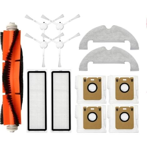 Accessoires de rechange pour aspirateur Dreame Bot D10 Plus/RLS3D/Z10 Pro/L10 Plus, 13 accessoires comprenant 1 brosse principale, 2 filtres, 4 brosses latérales, 4 sacs à poussière, 2 chiffons (1/5)