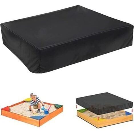 Bache Bac a Sable, Housse De Bac à Sable Imperméable, 150x 150x20Cm, Imperméable Avec Cordon De Serrage,Tissu Oxford, Imperméable à La Poussière Pour Bac à Sable,Bac a Sable Enfant Exterieur,Noire (1/5)