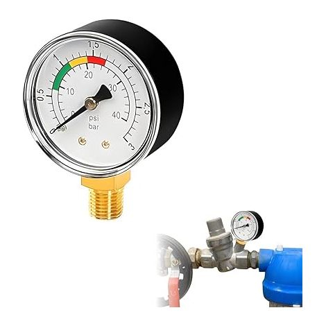 Manomètre 0-3 Bar eau gaz raccord 1/4 BSPT appareil mesure pression piscine étang poissons filtre sable (1/5)