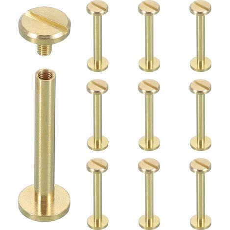 10 Jeux De Rivets À Vis Chicago M4x30mm Métal Clou Rivet Laiton (1/5)