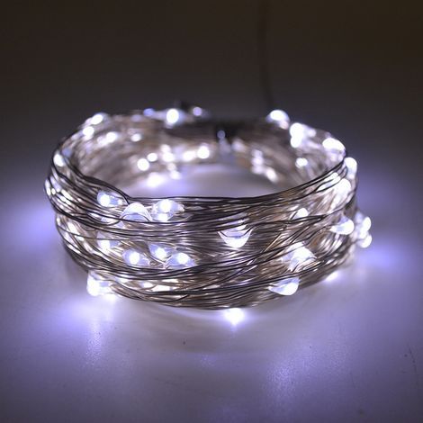 Ghirlanda luminosa solare, 10 m, 100 LED, 8 modalità, adatta per alberi di Natale, giardini, decorazioni per balconi, luce bianca fredda (1/5)
