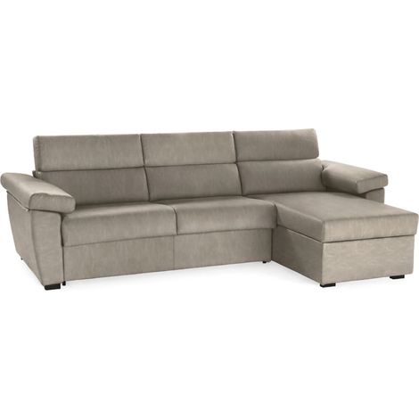 Divano Fisso con Penisola Ceto, Sfoderabile, Reversibile Made in Italy, Idrorepellente Multiposizione, 285x160 cm Grigio Tortora\