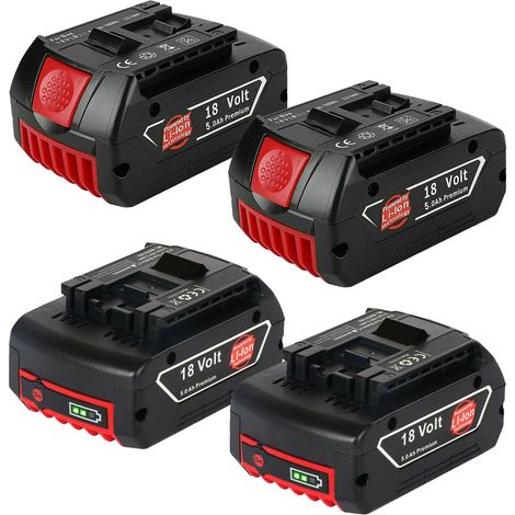 Powerwings – Batterie Lithium-Ion 18V 5000mAh – Lot de 4 – Compatible Bosch GDR, GDS, GKS, GSB – Idéale pour chantiers humides