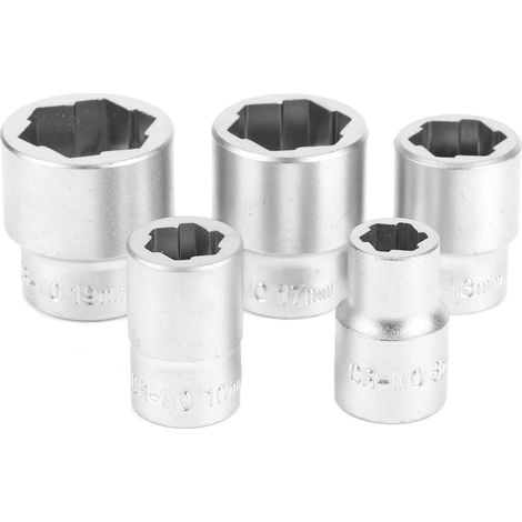 Kit de 5 douilles extractrices pour boulons et écrous endommagés (diamètre 3/8 po) : 8/10/13/17/19 mm (1/5)