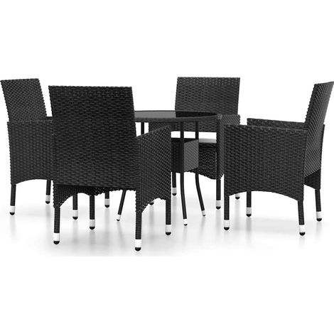 Ensemble repas de jardin 5 pcs Contemporain, Mobilier de salle à manger de jardin Résine tressée Noir OIB9567E (1/5)