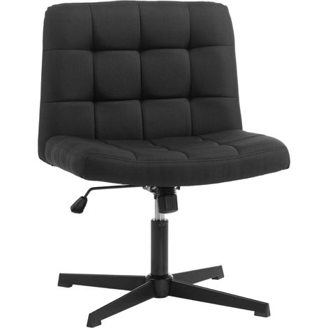 HOMCOM Armless Office Chair, Cross Legged Vanity Chair with Wide Seat, Black (1/5)