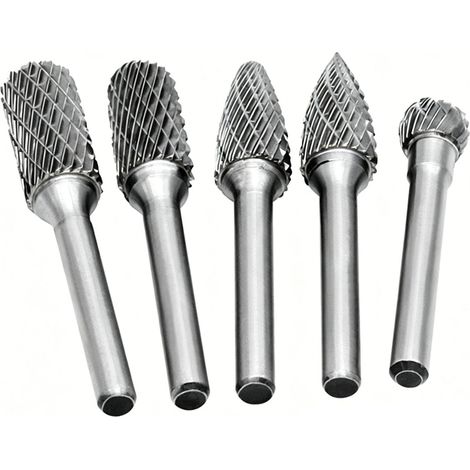 （5PCS  Fraises Double Coupe Rotatives Carbure d de Gravure Rotatif Burres Pour Travail du Bois, Métal Polissage, Gravure, Perçage (1/4)