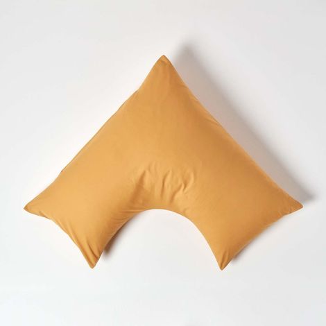 HOMESCAPES Mustard Yellow Egyptian Cotton V Shaped Pillowcase 200 Thread Count - Mustard Yellow