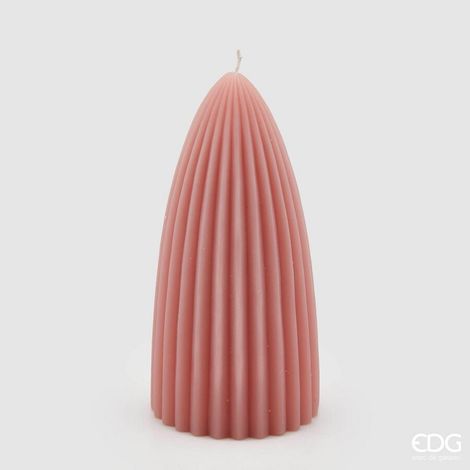 EDG Enzo De Gasperi Candela Curvy Righe H 18 Cm D 9 Cm Rosa Antico