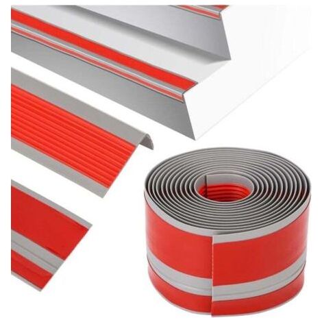 Stair profile nosing, PVC, adhesive and non-slip, L dark gray, 5x2.5cm, 300cm (1/4)