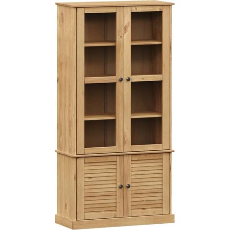 Vitrine en verre VIGO 85x35x170 cm bois massif de pin (1/5)