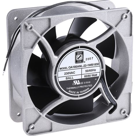 Ventilateur axial RS PRO 230 V c.a., 679.6m³/h, 180 x 180 x 65mm, 80W ( Prix pour 1 ) (1/4)