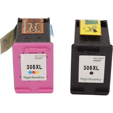 2 cartouches d'encre 305XL couleur et noir, compatibles HP Deskjet 2755 2725 2723 2722 1255 Plus 4152 4155
