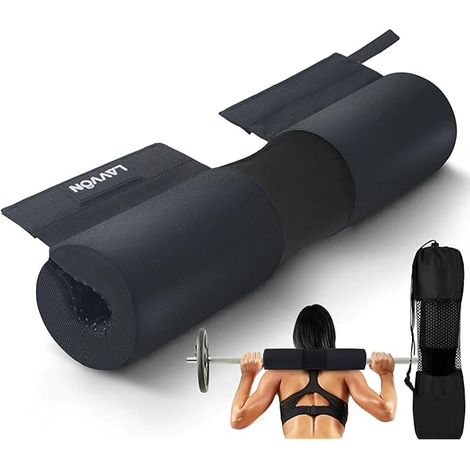 Barbell Pad - High Density Foam - Nylon Cover - Anti Slip Straps - For Squats Lunges Hip Thrusts - 1 Piece (1/3)