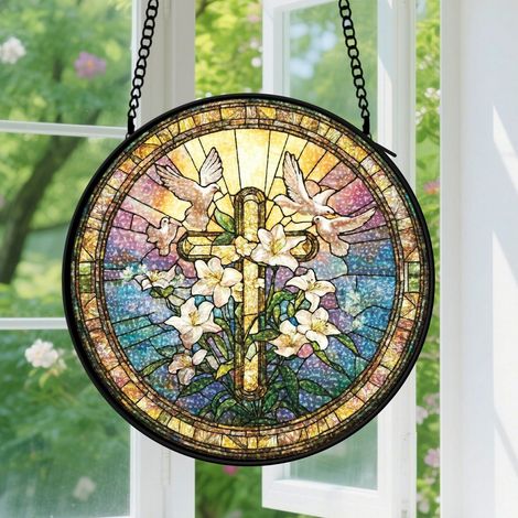 Capteur de soleil en vitrail - décoration spirituelle 30cm (1/4)