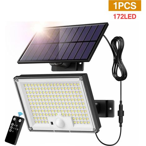 (172LED-1PC) Lampe solaire extérieure étanche à 172 LED avec détecteur de mouvement, compatible avec les appliques murales solaires 100/166 LED, éclairage public solaire et décoration de jardin. (1/5)