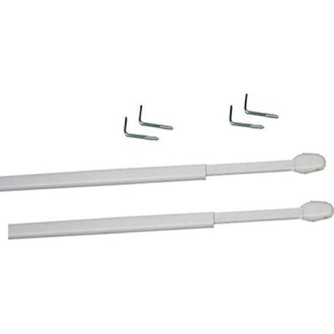 ATELIERS 28 Tringles de vitrage Extensibles - Plate/Ovale - Métal - Lot de 2 80 x 100 cm Blanc (1/4)